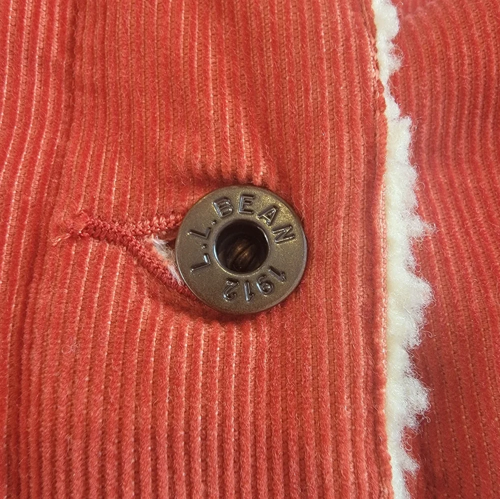 L.L.Bean Vintage Sherpa Lined Corduroy Barn Vest Rust Orange Women’s Medium - Picture 6 of 15